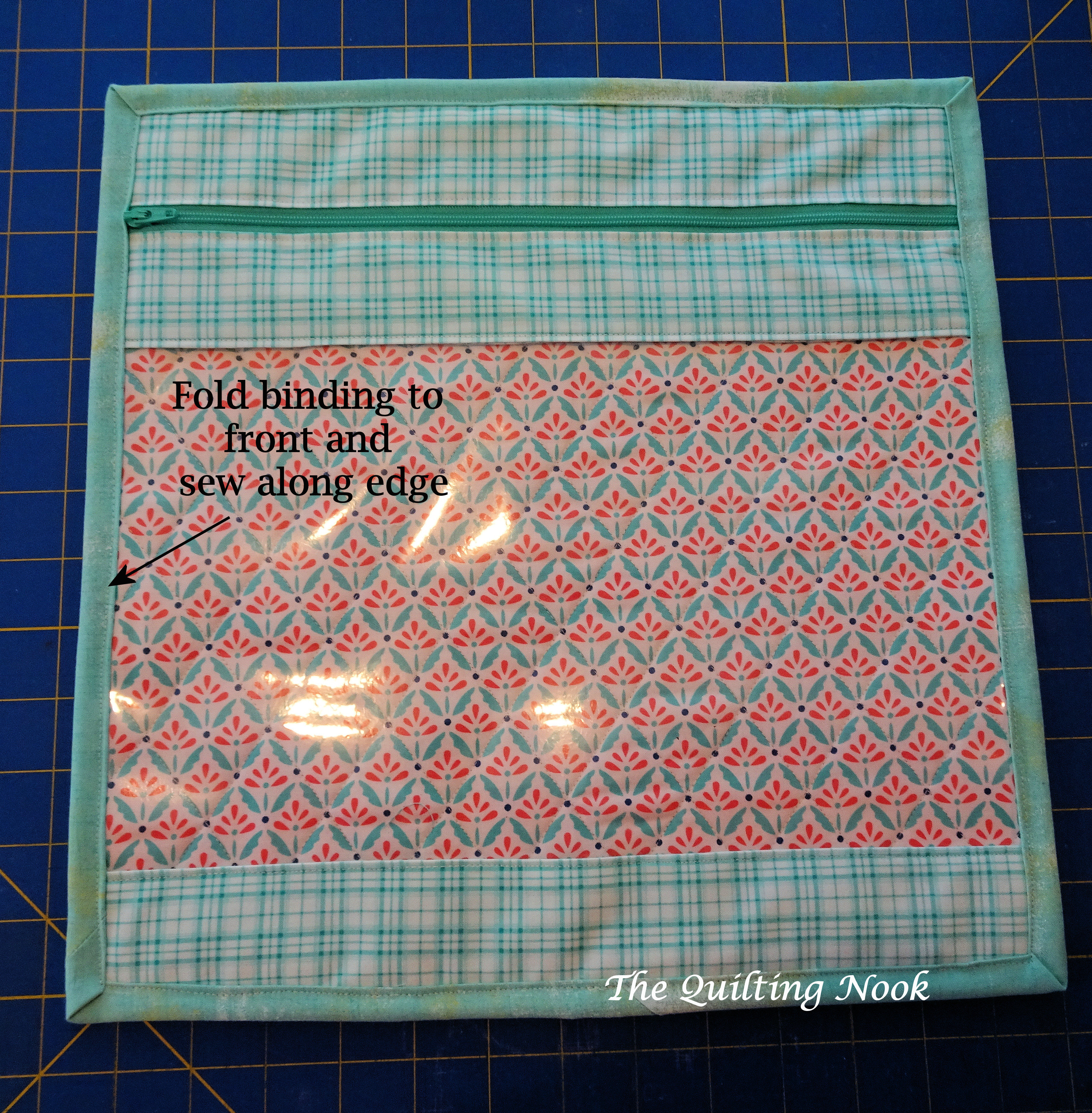 Project Bag Needlepoint Quilt Blocks Clear Vinyl Zipper Bag  for Cross Stitch